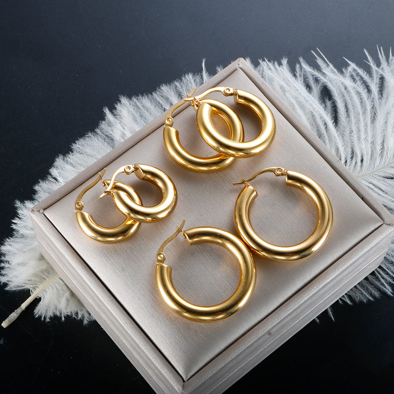 30mm Bold Round Gold Hoops