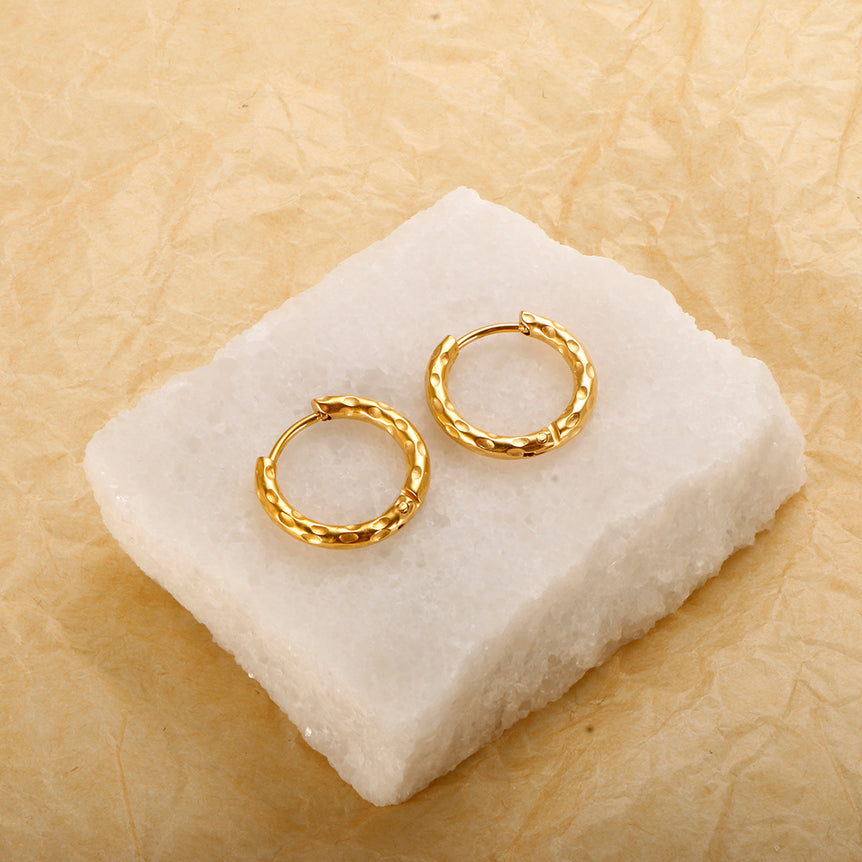 Keeley 30mm dia Textured Gold Hoops