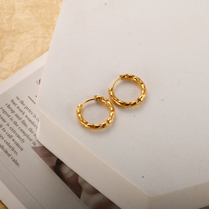 Keeley 30mm dia Textured Gold Hoops