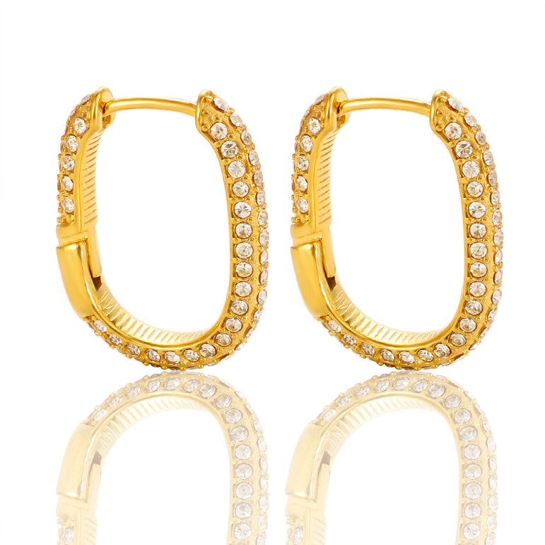 Lily Pave Small Gold Hoops
