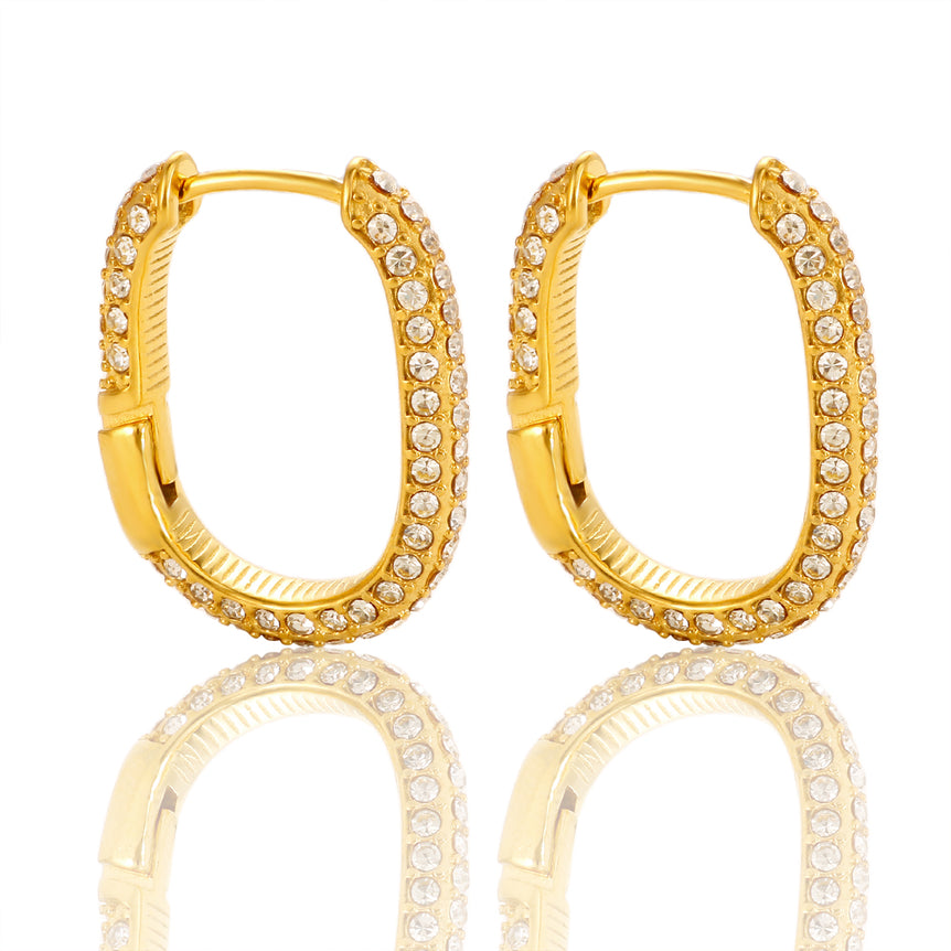 Lily Pave Small Gold Hoops
