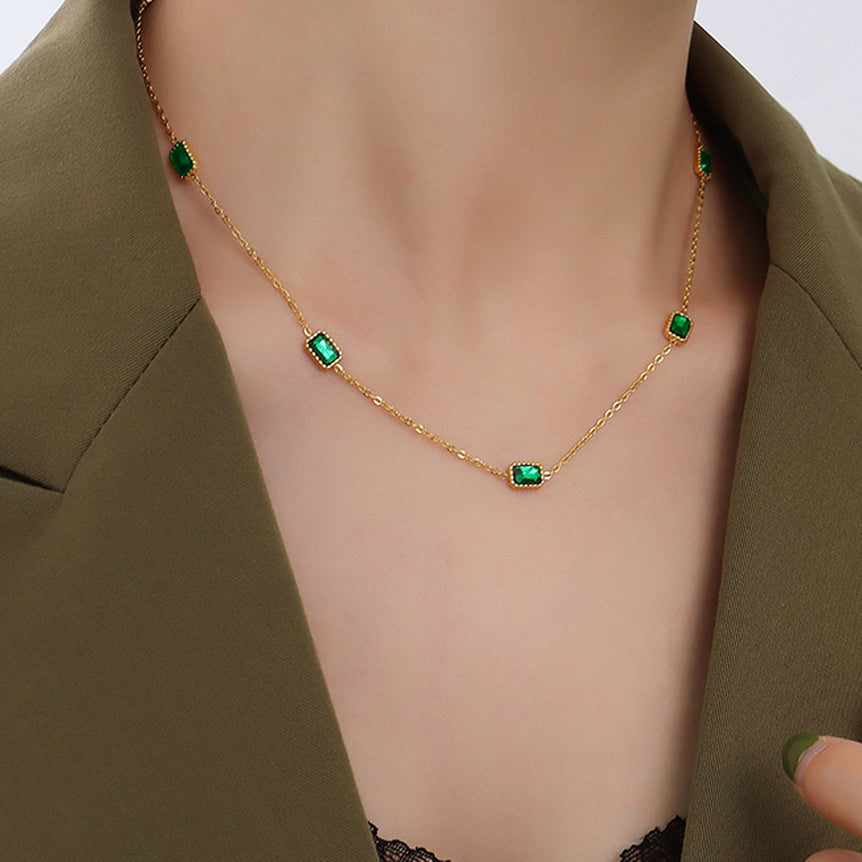 Cailin Gold Necklace with Emeralds